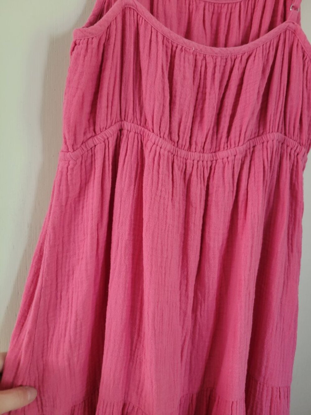 Rails Hot Pink Organic Cotton Gauze Tiered Maxi Dress Boho Vacation Flowy Sz XS - Picture 6 of 9